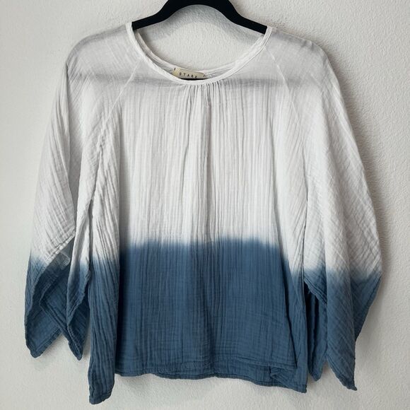Stark X Women’s Gauze Cotton  Blouse Long Sleeve Tie Dye Relaxed Fit Size S - Picture 1 of 7
